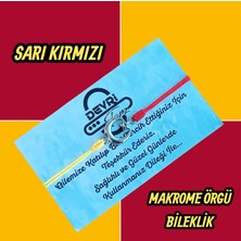 Devritarz Sarı Kırmızı El Yapımı Makrome Örgü Kombinasyonlu Bileklik Tasarım