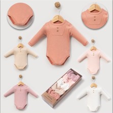 Ozz Baby Yeni Doğan Kız  Bebek 0/3-3/6 Ay % 100 Pamuklu Kaşkorse Uzun Kollu 5li Kutulu Body ( Hediyelik )