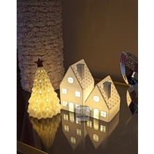 Smile Child Smilechild Yılbaşı Dekorasyon LED Mumlu 2 Li Ev ve 12 cm Çam Ağacı Seti