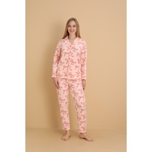 Seboteks Önden Düğmeli Desenli Kışlık Polar Kadın Pijama Takımı 1620