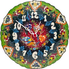 Hasyılmaz Çini Boyama Kabartma Duvar Saat 25CM - Çini Saat