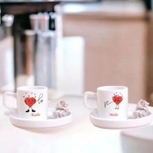 Çılgıntrend Sevgililere Özel Isimli Ikili Türk Kahvesi Fincanı – Kalpli Tasarımlı Çift Kahve Fincanı Seti