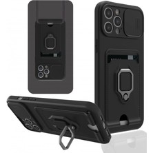 Eco Port Iphone 12 Pro Max Kılıf Zuma Kartvizitli Yüzüklü Silikon - Siyah