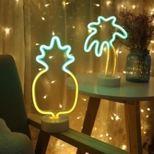 Popüler Sepet Dekoratif Ananaslı Neon LED Masa ve Gece Lambası Hediyelik Lamba