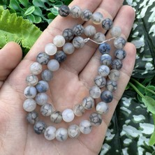 Mat Küre Gri Siyah Akik Taşı 8 mm