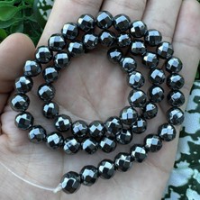 Fasetli Küre Füme Hematit Taşı 8 mm