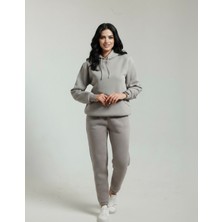 Veleno Taş Kadın 3 Iplik Içi Pamuklu Yandan Cepli Eşofman Takımı Kışlık Yumuşacık Dokulu Polarlı Yünlü
