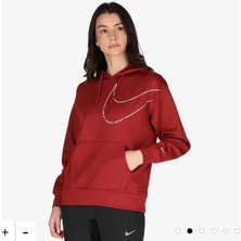 Nike Therma-Fit Fleece Pullover Graphic Training Hoodie Bol Kalıp Bordo Kadın Sweatshirt DD6464-690