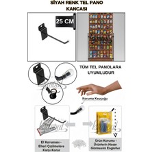 Manken İstanbul 10 Adet 25 cm Delüx Koruma Siyah Kauçuklu Kanallı Pano Kancası-Ekstra Güçlü-Raf Askısı-Raf Kancası