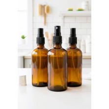 JUNIBELIW 3 Adet Amber Boş Cam Şişe Sprey Kolonya Parfüm Dezenfektan Şişesi 3X100ML