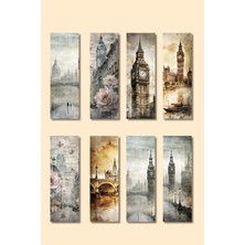 Qoeuyl Boutique Londra Temalı Tasarım Hediyelik 8'li Kitap Ayracı Seti