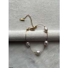 Pel Design Gerçek Inci Çelik Bileklik El Yapımı