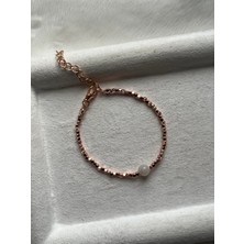 Pel Design Ay Taşı Bakır Rose Gold Küp Dorika Bileklik El Yapımı