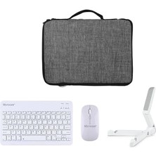Microcase Samsung S10 Fe Tablet Uyumlu Gri Çanta + Türkçe Bluetooth Klavye + Mouse + Standı - Beyaz AL5163