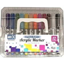 Art & Art Art-X Pro-Art Fırça Uçlu Akrilik Marker 12 Renk Kristal Kutu