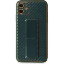 Eco Port Iphone 12 Kılıf Coco Karbon Standlı Kapak - Yeşil