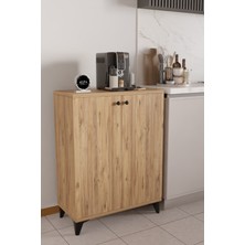 Alpa Ev Mobilya Kapaklı Mutfak Dolabı, Ayarlanabilir Raflı Kahve Köşesi Dolabı, Çok Amaçlı Mutfak Dolabı Ayaklı 3 Raflı