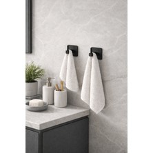 Alper Banyo Jasmin Siyah Kare Model Yapışkanlı Tekli Banyo Mutfak Askısı | Hem Yapışkanlı Hem Montajlı (2 Adet)