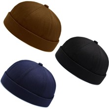 Aida Jewelss 3 Lü Set %100 Pamuk Cap Ayarlanabilir Docker Şapka Yazlık Takke Şapka Retro Şapka Takke Şapka