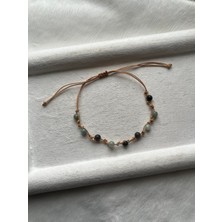 Pel Design Minimal Zümrüt Taşı Ayarlanabilir Ip Bileklik & Halhal