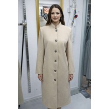 Mare Butik Düğmeli Uzun Kaban Krem