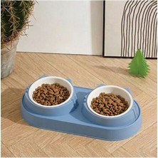 Dexpet Çiftli Kedi Köpek Mama ve Su Kabı, 2'li Kedi Köpek Mama Kabı, Yükseltilmiş Eğimli Mama Kabı Su Kabı