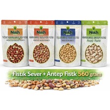 Nish Fresh Kavrulmuş Antep Fıstık ve Fıstıksever  4 Çeşit 560 Gram