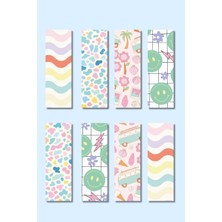 Qoeuyl Boutique Pastel Retro Temalı Tasarım Hediyelik 8'li Kitap Ayracı Seti