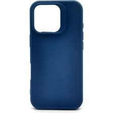 NOVKA Phone Accessories iPhone 16 Pro Uyumlu Düz Renk Esnek Yumuşak Silikon Kılıf  Rubber Indigo Mavi