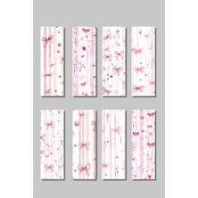 Qoeuyl Boutique Pembe Buket ve Çiçek Temalı Tasarım Hediyelik 8'li Kitap Ayracı Seti