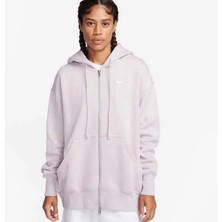 Nike Sportswear Phoenix Fleece Hoodie Bol Kalıp Tam Boy Fermuarlı Açık Pembe Kadın Sweatshirt DQ5758-019