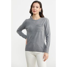 Mare Butik Düğme Detaylı Cepli Triko Kazak S - Gri