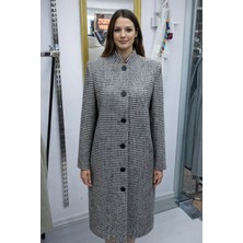 Mare Butik Düğmeli Uzun Kaban Gri