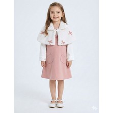 Pelerin Detaylı Çift Cepli Kız Çocuk Elbise 2-6 Yaş 4411