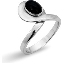 Oya Silver Retro Doğal Oniks Taşlı Kadın Gümüş Yüzük [OYSY103]