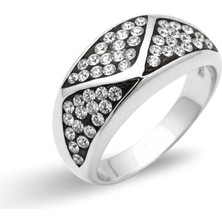 Oya Silver Zirkon Taşlı Bombeli Tasarım Gümüş Kadın Yüzük [OYSY093]