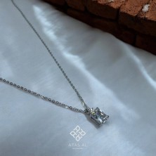 Atas Al Diamond Italyan Kesim Baget Kolye 925 Ayar Gümüş