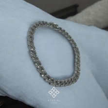 Atas Al Diamond Italyan Tasarım Zarif Taş Dizim 925 Ayar Gümüş Bileklik