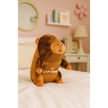 Capybara Oturan Nakışlı Peluş, Uyku Arkadaşı Kapibara Peluş Yastık 25 cm