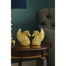 Rakaymu Lüks Altın Kanatlı At Heykeli Dekoratif Biblo