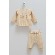 Soft Style Gırl Fırfırlı Triko Alt Üst Takım - TKK2101 - Bej - 12 - 18 Ay Bej