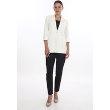 White Diamond Broş ve Düğme Detaylı Ceket 42 - Beyaz