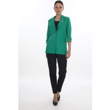 White Diamond Broş ve Düğme Detaylı Ceket 42 - Yeşil