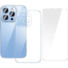 Eldenör Baseus Crystal iPhone 14 Pro 6.1 Ultra-Thin Silikon Kılıf + Tempered Ekran Koruyucu SET-(5775)