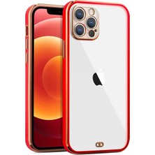 Eldenör iPhone 12 Pro Max 6.7inç Gold Çerçeve Kamera Korumalı Bumper KILIF-(5775)