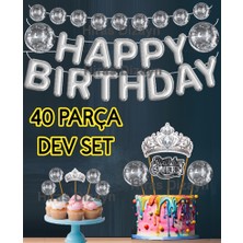 Hiras Dizayn 40 Parça Disco Topu Birthday Queen Happy Birthday Doğum Günü Süsü Banner Pasta Cupcake Kürdanı