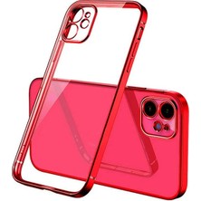 Eldenör iPhone 12 6.1inç Renkli Kenar Şeffaf Kılıf Kamera Korumalı KILIF-(5775)