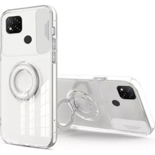 Eldenör Ally Xiaomi Redmi 9c Kılıf Sürgülü Kamera Lens Korumalı Yüzük Standlı Silikon KILIF-(5775)
