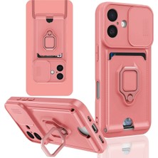 Newface Iphone 16 Kılıf Zuma Kartvizitli Yüzüklü Silikon - Pembe