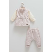 Caramell Love Hugs Çiçek Detaylı Yelekli Üçlü Alt Üst Takım - TKK2033 - Lila - 6 - 9 Ay Lila